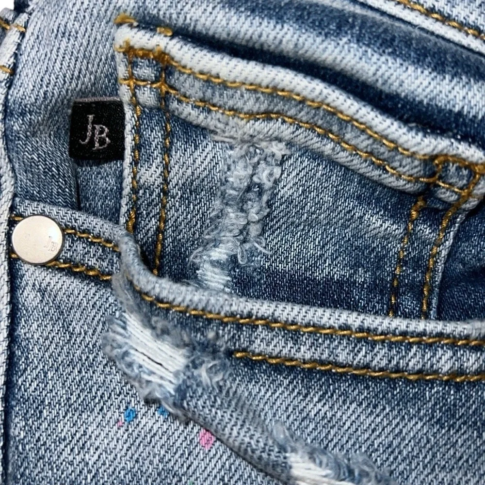 {EUC Judy Blue Christine Rainbow Paint Splatter Boyfriend Distressed Jeans 7/28}